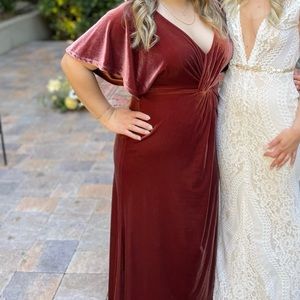 Revelry Gwen velvet Terracotta dress